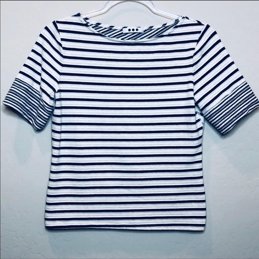 ⭐️ Three Dots Striped 3/4 Sleeve Knit Top